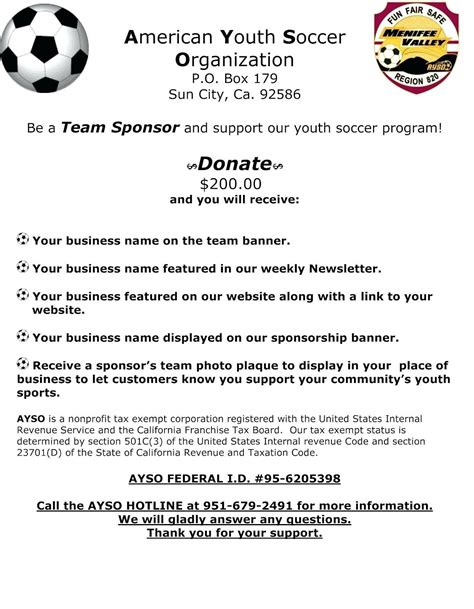 Youth Football Sponsorship Letter Template Examples Letter Template