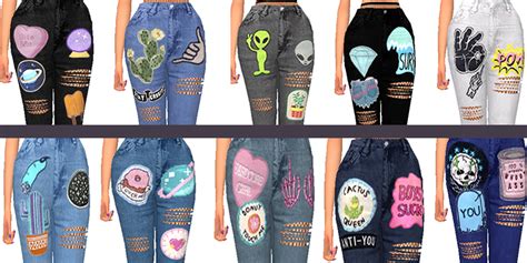 Ripped Jeans Stickers Recolor Sims Baby Sims 4 Clothing Sims 4