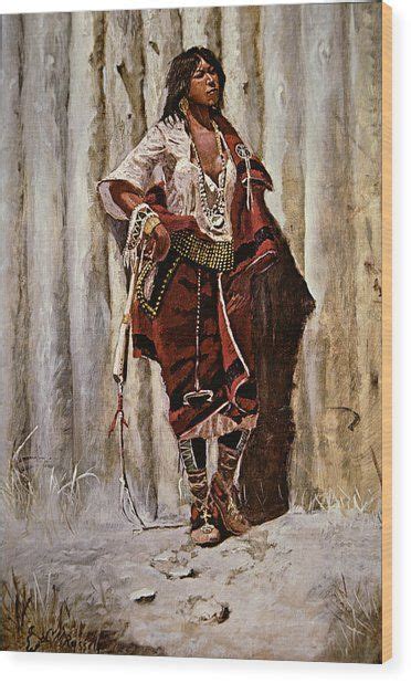 Indian Maid At The Stockade Wood Print Native American Beauty American