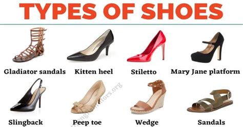 Types Of Shoes List Of 35 Shoe Styles With The Picture My English