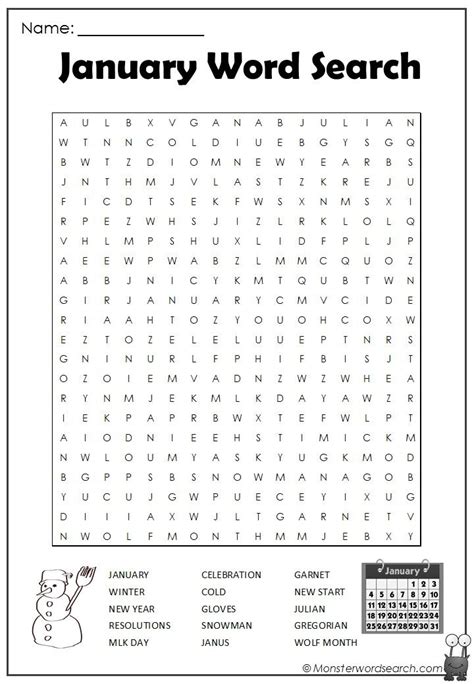 Check Out This Fun Free January Word Search Free For Use At Home Or In