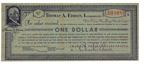 Lot Detail Rare Thomas Edison Depression Script