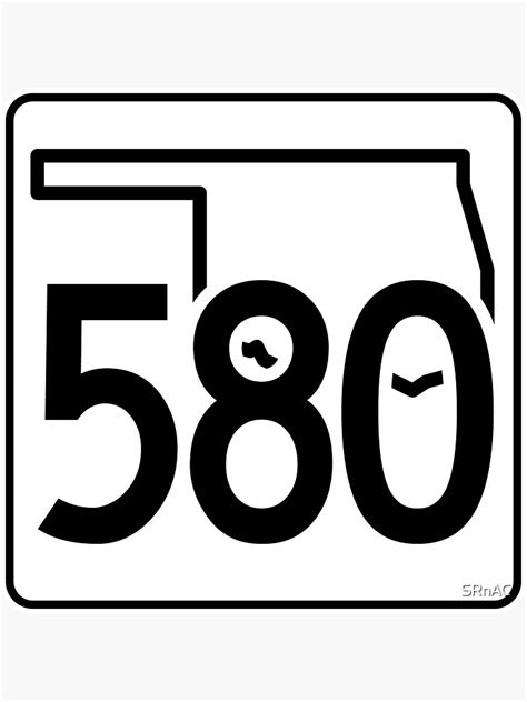 Oklahoma State Route 580 Area Code 580 Sticker By Srnac Redbubble