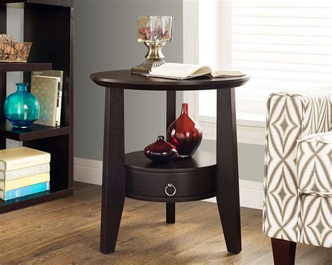 Monarch Specialties Accent Table 23 Dia Cappuccino With 1 Drawer