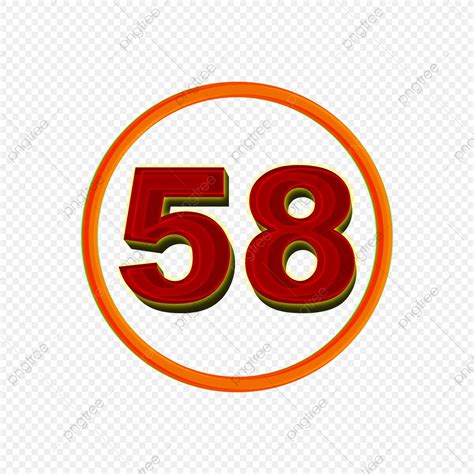 3d Numbers 58 In A Circle On Transparent Background 58 Number Symbol