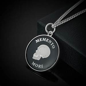 Stoic Memento Mori Black And Silver Enamelled Pendant Necklace