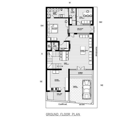 Architectural Bungalow Plan With Furniture Layout Dwg File Cadbull My