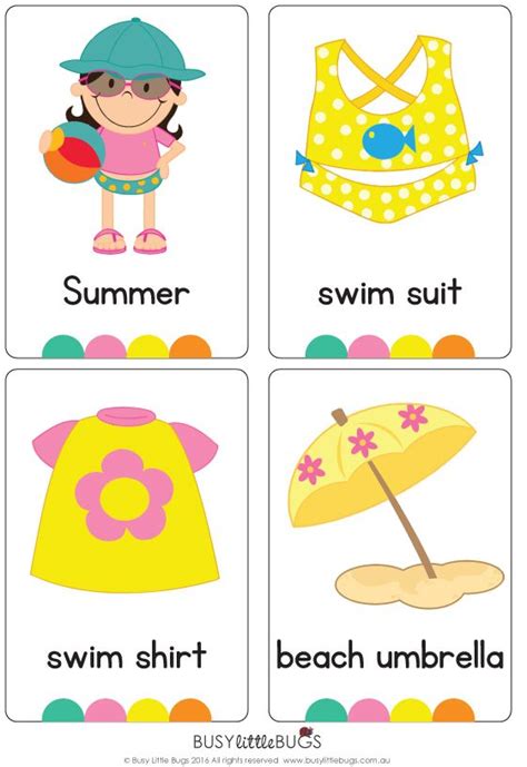 Summer Flash Cards Flashcards For Kids Flashcards Kids Calendar