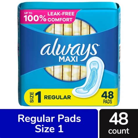 Always Maxi Size 1 Regular Unscented Pads 48 Ct Frys Food Stores