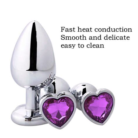 3pcs insert plug adult anal sex toys butt stopper jeweled heart plugs purple ebay