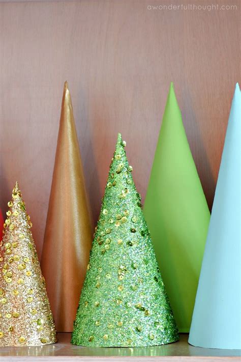Diy Glitter Cone Trees A Wonderful Thought Diy Paper Christmas Tree