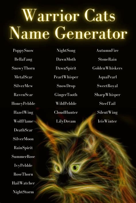 Warrior Cats Name Generator 1000 Warrior Cat Names Imagine Forest