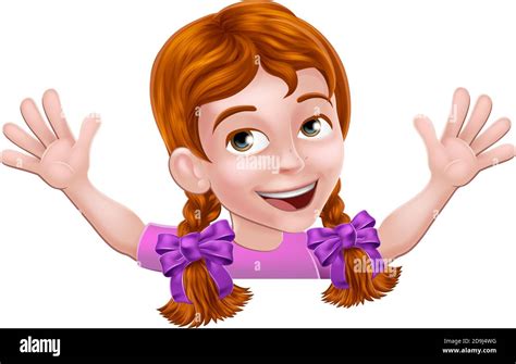 Little Girl Waving Sign Stock Vector Images Alamy