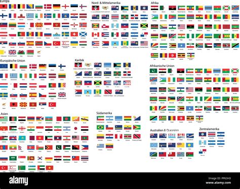 Alle nationalen Flaggen der Welt mit Namen in hoher Qualität Stock ...