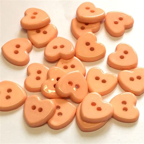14mm Peach Novelty Heart Buttons The Button Shed