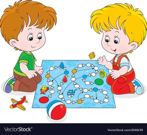 Boys Playing With A Boardgame Royalty Free Vector Image