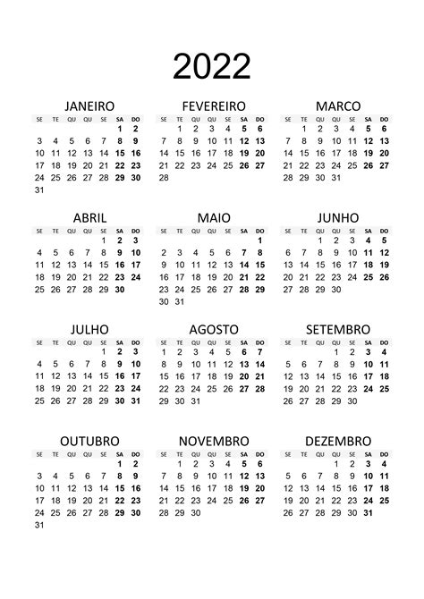 Calendario Del 2022 Para Imprimir