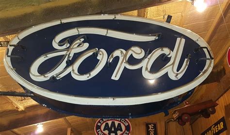 Very Large Vintage 1950s Ford Dealership Neon Double Sided Sign Works