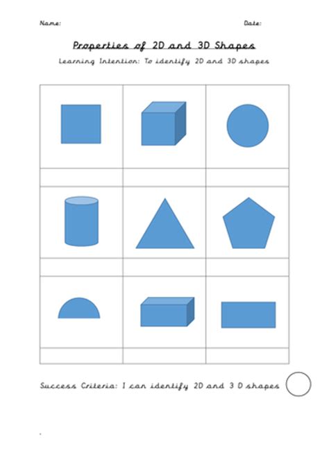 2d And 3d Shapes Shapes Worksheets 3x Differentiated Teaching Resources