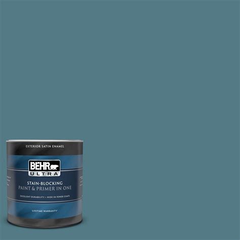 Behr Ultra 1 Qt 540f 5 Smokey Blue Satin Enamel Exterior Paint And