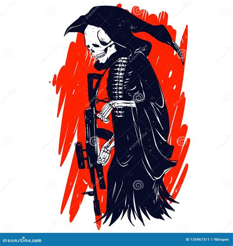 Military Skeleton Grim Soldier Gothic Reaper Stock Illustration