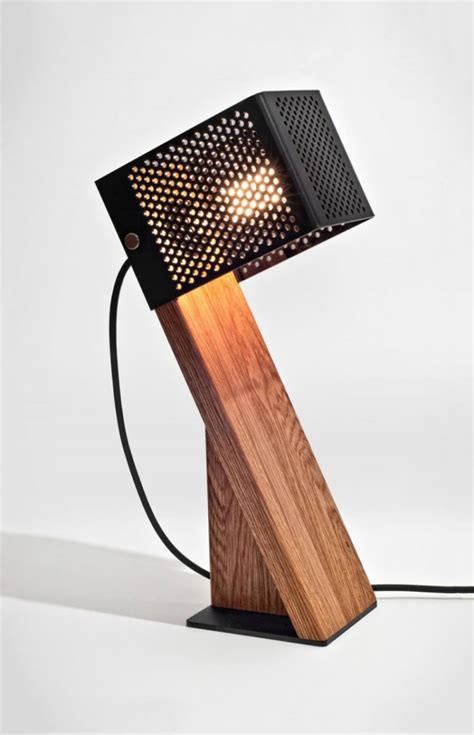 This is a dimmable lighting project. Handcrafted Oblic Wood Table Lamp • iD Lights