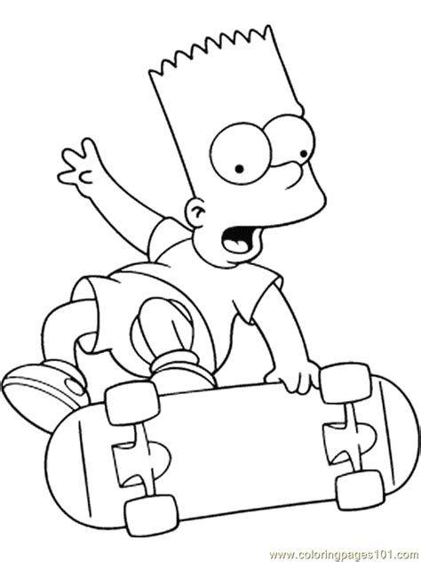 Drawings Of Bart Simpson On A Skateboard Finelineartdrawingsnature