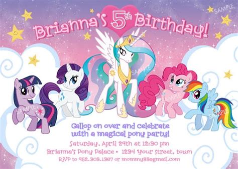 My Litlle Pony Birthday Invitations Ideas Wording Free Printable