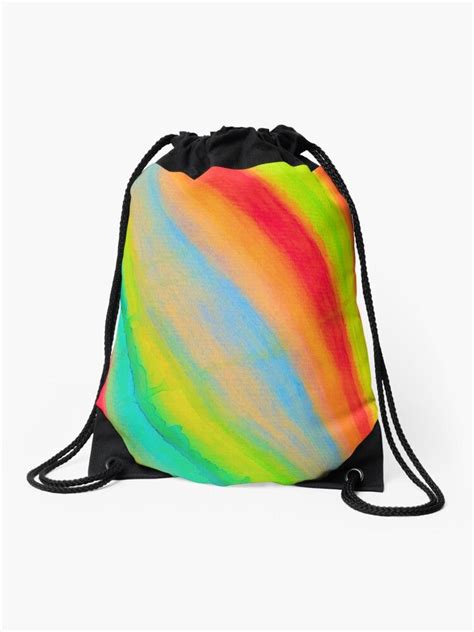Psychrainbow Drawstring Bag By Styska Redbubble Neon Rainbow