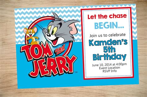tom and jerry birthday invitation tom and jerry invitation tom and jerry invite printable