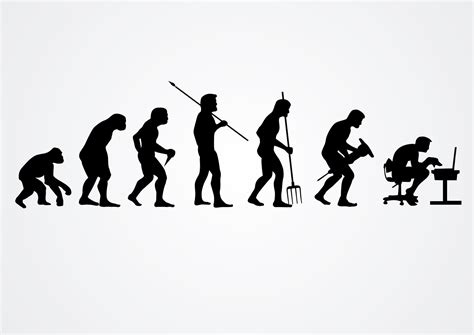 Evolution Of Human Work Silhouettes Vector Download