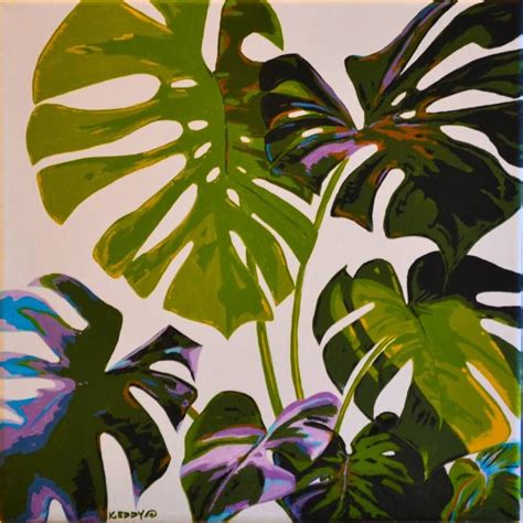 Tropical Leaves Painting Plant Painting Tropical Painting Tropical Art