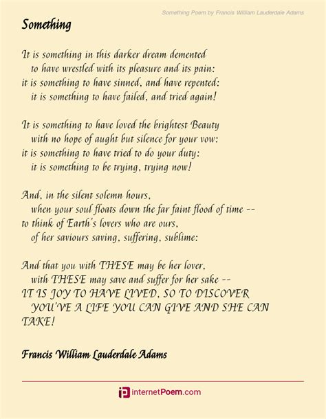 Something Poem By Francis William Lauderdale Adams