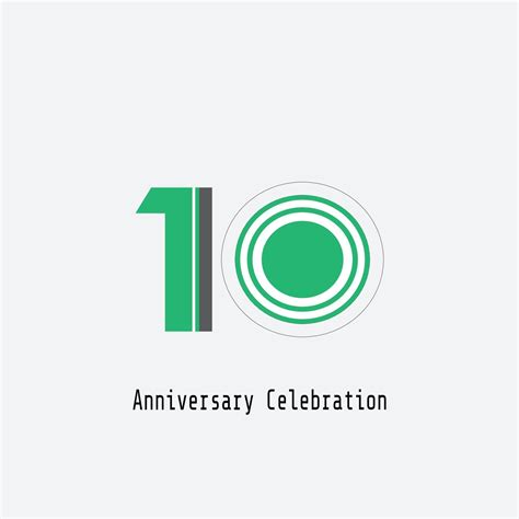 10 Years Anniversary Celebration Green Color Vector Template Design