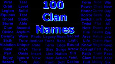 Over 100 Unused Clan Names Youtube