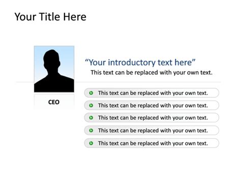 The name of the applicant is written on the left, and the title of the resume is displayed on the right. PowerPoint Slide - Personal Profile Diagram - 1 Picture - blue - 741-1 | CrystalGraphics.com