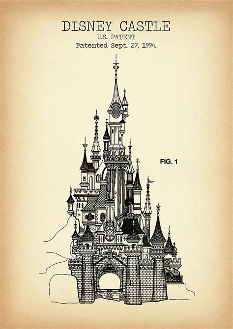 Disney Castle Vintage Patent Digital Art By Dennson Creative
