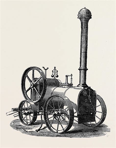 Side View Of Tuxford And Sons Prize Portable Steam Engine Drawing By