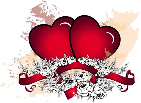 Two grunge hearts with roses vector | Free download