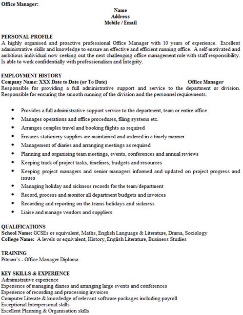 Office Manager Cv Example Uk