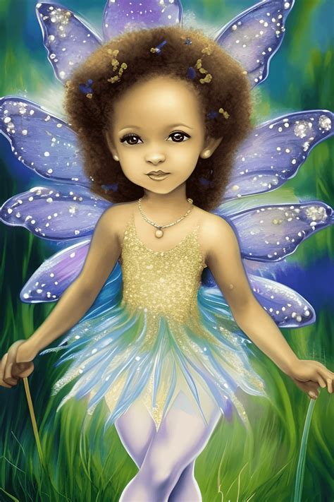 Melanin Bluebell Flower Fairy Painting · Creative Fabrica
