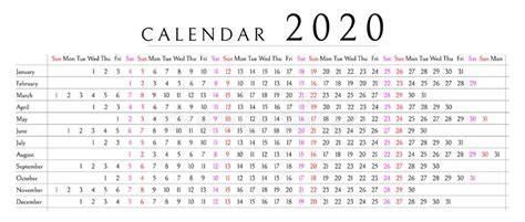 Mockup Simple Calendar Layout For 2019 2020 And 2021 Years Week