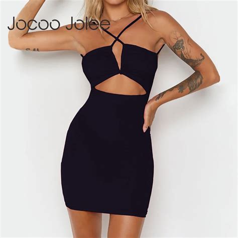 Jocoo Jolee Sexy Strap Hollow Out Bandage Dress 2020 Summer Off The