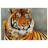 Acrylic Realist Painting Tiger Novica