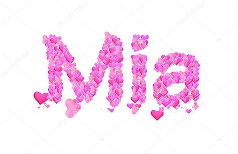 Mia Female Name Set With Hearts Type Design Stock Photo By ©mail