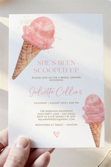 Shes Been Scooped Up Ice Cream Theme Bridal Shower Ideas These Ice Cream Invitations Are