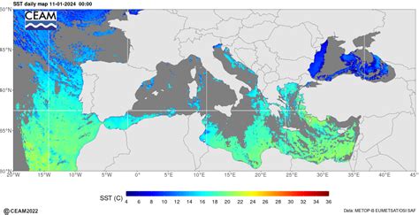 ceamet meteorología temperatura del mar mediterráneo metopb