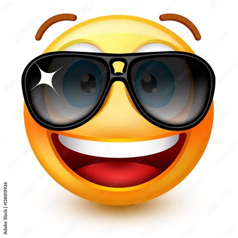 Cute Smiley Face Emoticon Or 3d Smiley Emoji With Dark Sunglasses Showing A Sense Of Cool