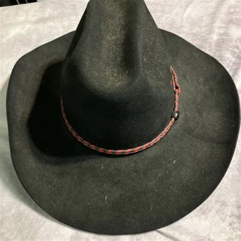 Vintage Stetson Cowboy Hat Black 7 18 Brim 4” Long Oval Free Shipping