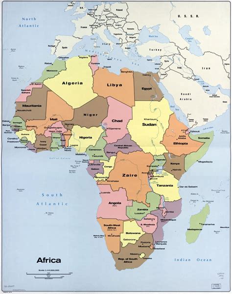 In High Resolution Detailed Political Map Of Africa With The Marks Of Capitals And Names Of Countries 1973 Small 